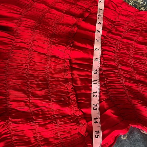 J Crew Red Ruched Maxi Midi Dress Sz Small Spring Wedding Vacation Cruise Beach - Picture 11 of 14